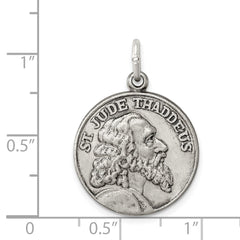 Sterling Silver Saint Jude Thaddeus Antiqued Medal QC5694