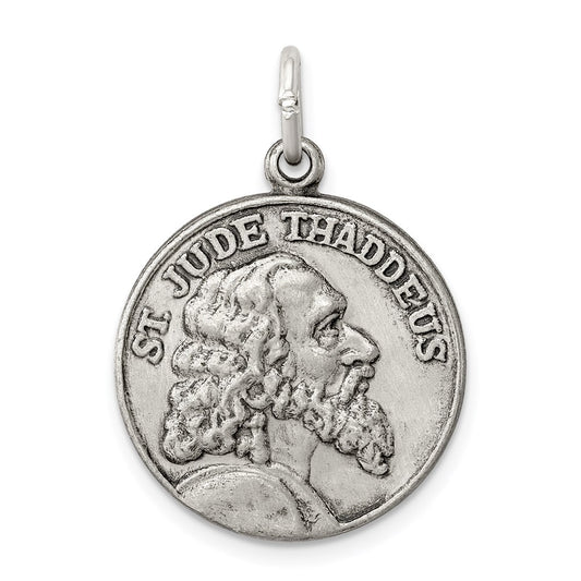 Sterling Silver Saint Jude Thaddeus Antiqued Medal QC5694