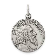 Sterling Silver Saint Jude Thaddeus Antiqued Medal QC5694