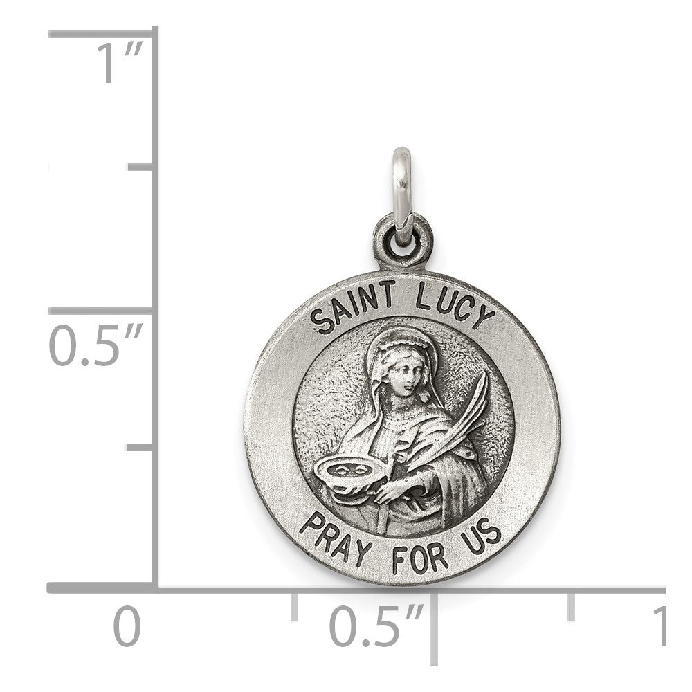 Sterling Silver Antiqued Saint Lucy Medal QC5696