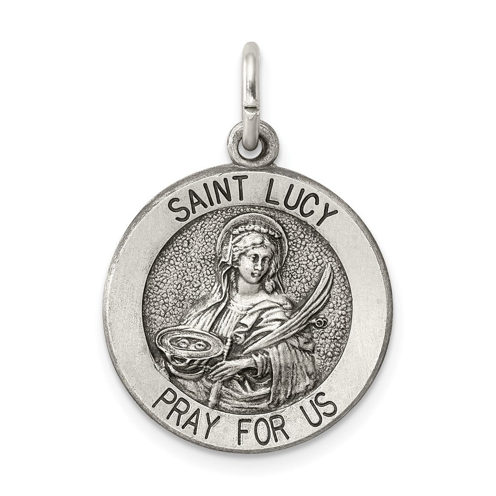 Sterling Silver Antiqued Saint Lucy Medal QC5697