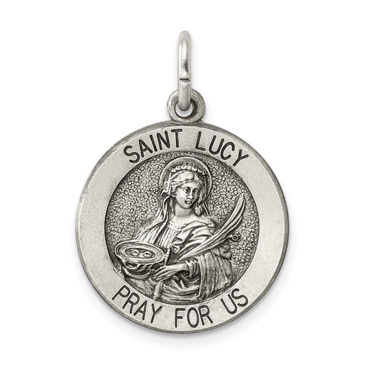 Sterling Silver Antiqued Saint Lucy Medal QC5697