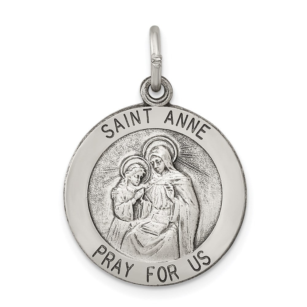 Sterling Silver Antiqued Saint Anne Medal QC5713