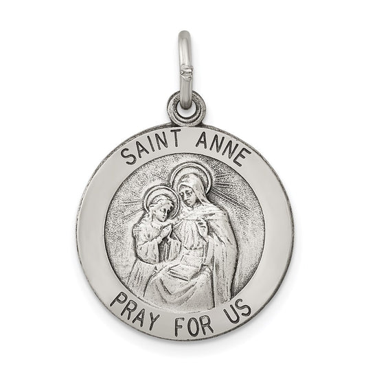 Sterling Silver Antiqued Saint Anne Medal QC5713