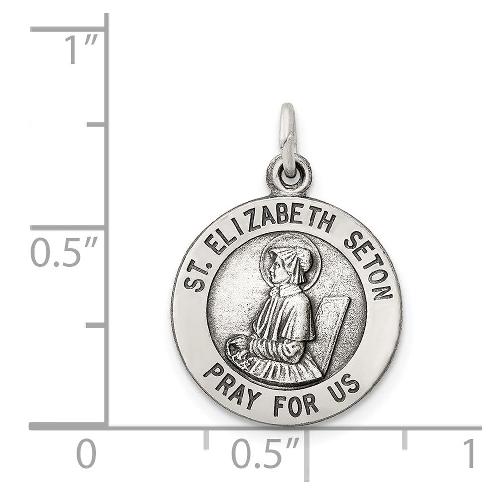Sterling Silver Antiqued Saint Elizabeth Seton Medal QC5714
