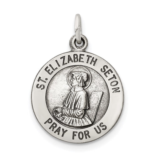 Sterling Silver Antiqued Saint Elizabeth Seton Medal QC5714