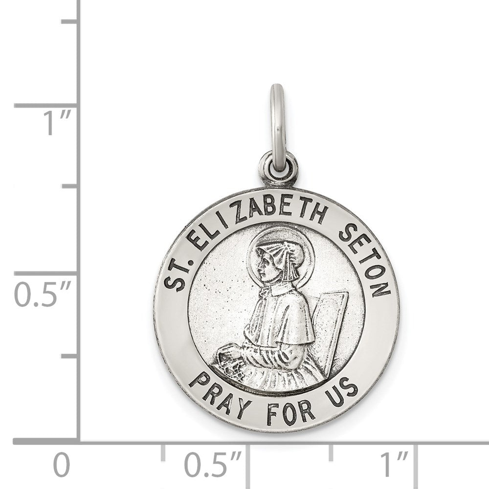 Sterling Silver Antiqued Saint Elizabeth Seton Medal QC5716