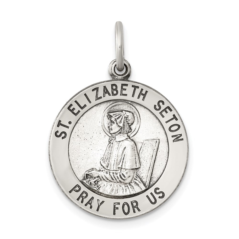 Sterling Silver Antiqued Saint Elizabeth Seton Medal QC5716