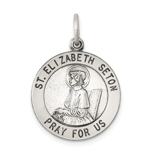 Sterling Silver Antiqued Saint Elizabeth Seton Medal QC5716