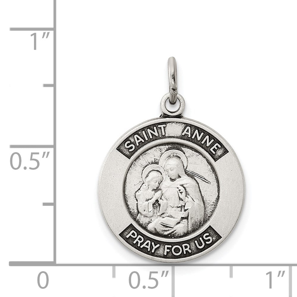Sterling Silver Antiqued Saint Anne Medal QC5717