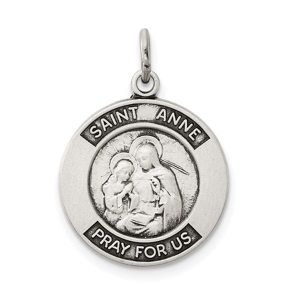 Sterling Silver Antiqued Saint Anne Medal QC5717