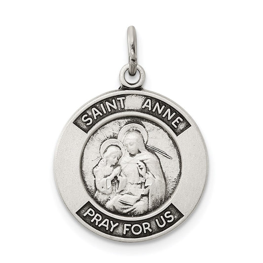 Sterling Silver Antiqued Saint Anne Medal QC5717