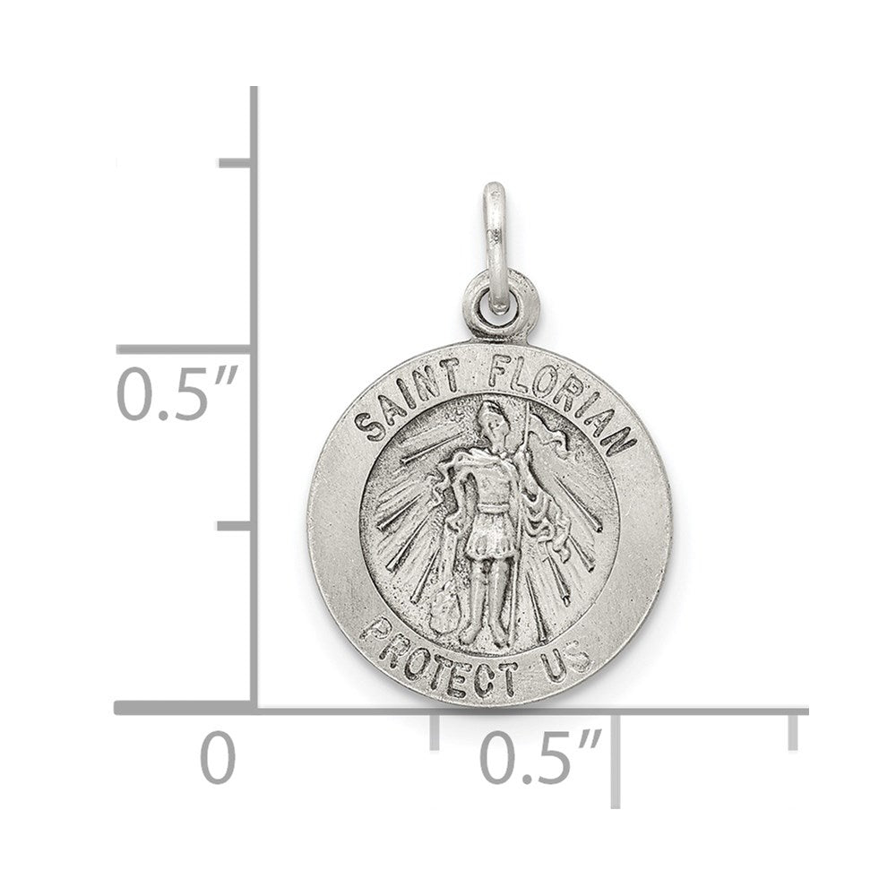 Sterling Silver Antiqued Saint Florian Medal QC5721