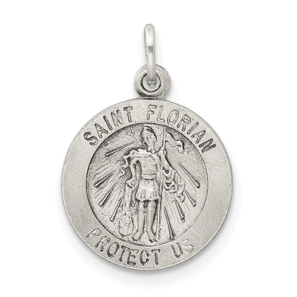 Sterling Silver Antiqued Saint Florian Medal QC5721