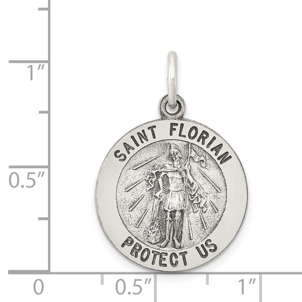 Sterling Silver Antiqued Saint Florian Medal QC5722