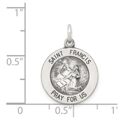 Sterling Silver Antiqued Saint Francis Medal QC5723