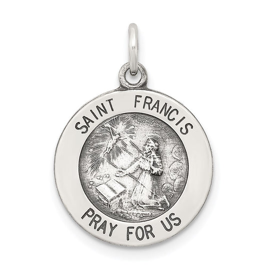 Sterling Silver Antiqued Saint Francis Medal QC5723