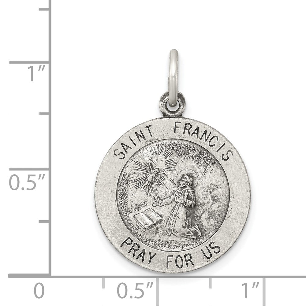 Sterling Silver Antiqued Saint Francis Medal QC5724