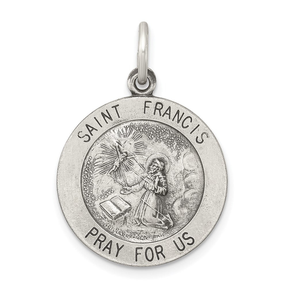 Sterling Silver Antiqued Saint Francis Medal QC5724