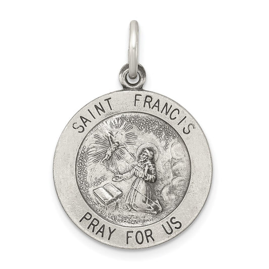 Sterling Silver Antiqued Saint Francis Medal QC5724