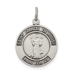 Sterling Silver Antiqued Saint Francis of Assisi Medal QC5725