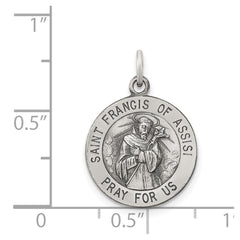 Sterling Silver Antiqued Saint Francis of Assisi Medal QC5726