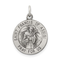 Sterling Silver Antiqued Saint Francis of Assisi Medal QC5726