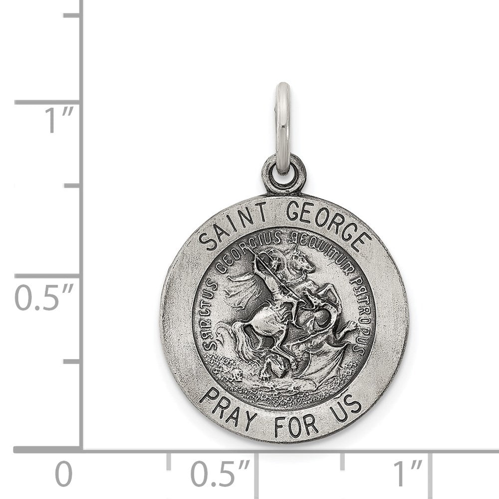 Sterling Silver Antiqued Saint George Medal QC5727