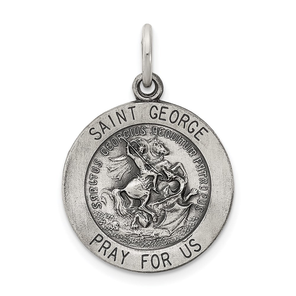 Sterling Silver Antiqued Saint George Medal QC5727