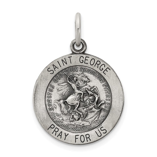 Sterling Silver Antiqued Saint George Medal QC5727