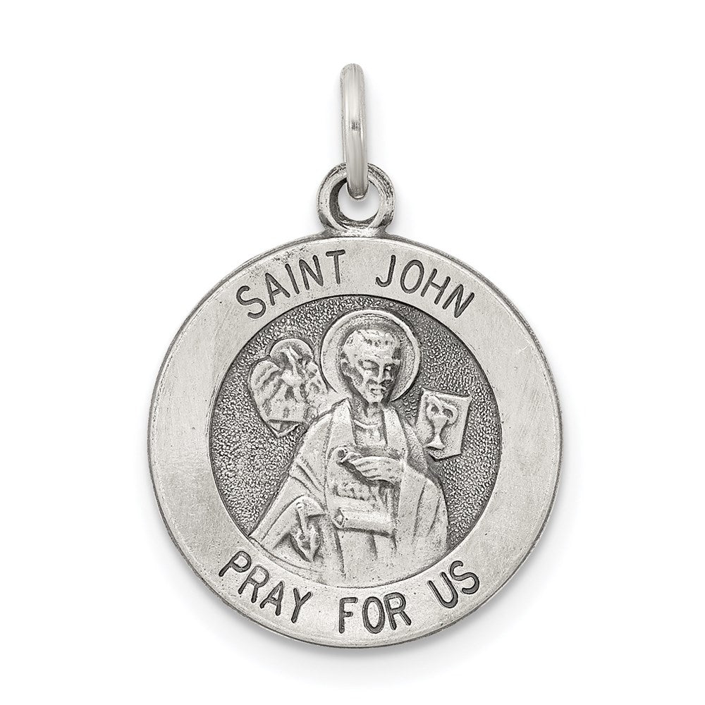 Sterling Silver Antiqued Saint John Medal QC5731