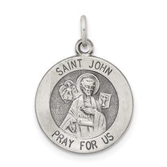 Sterling Silver Antiqued Saint John Medal QC5731