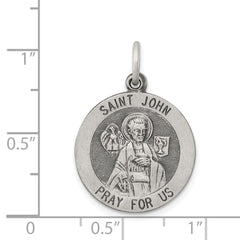 Sterling Silver Antiqued Saint John Medal QC5732