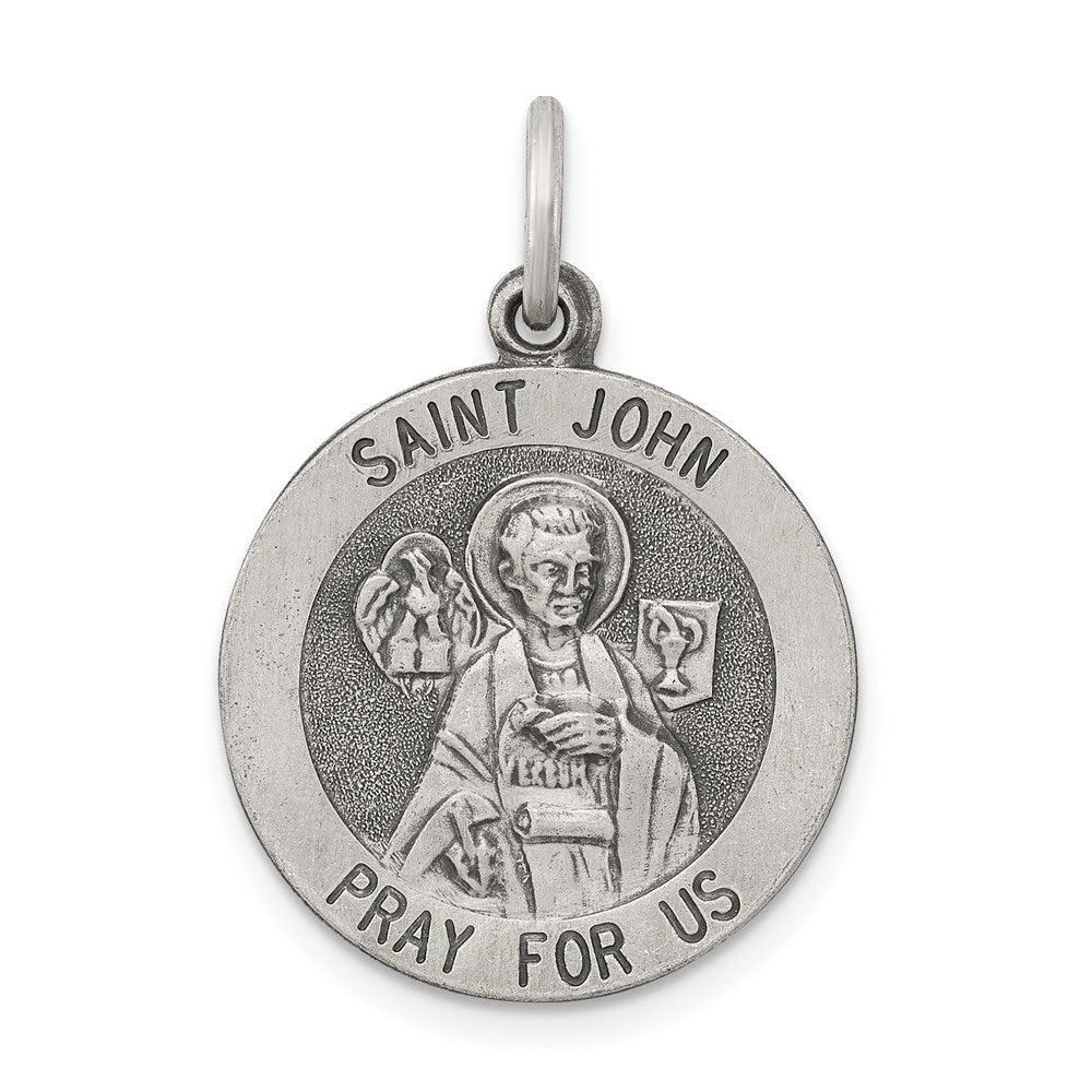 Sterling Silver Antiqued Saint John Medal QC5732