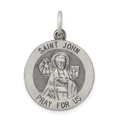 Sterling Silver Antiqued Saint John Medal QC5732