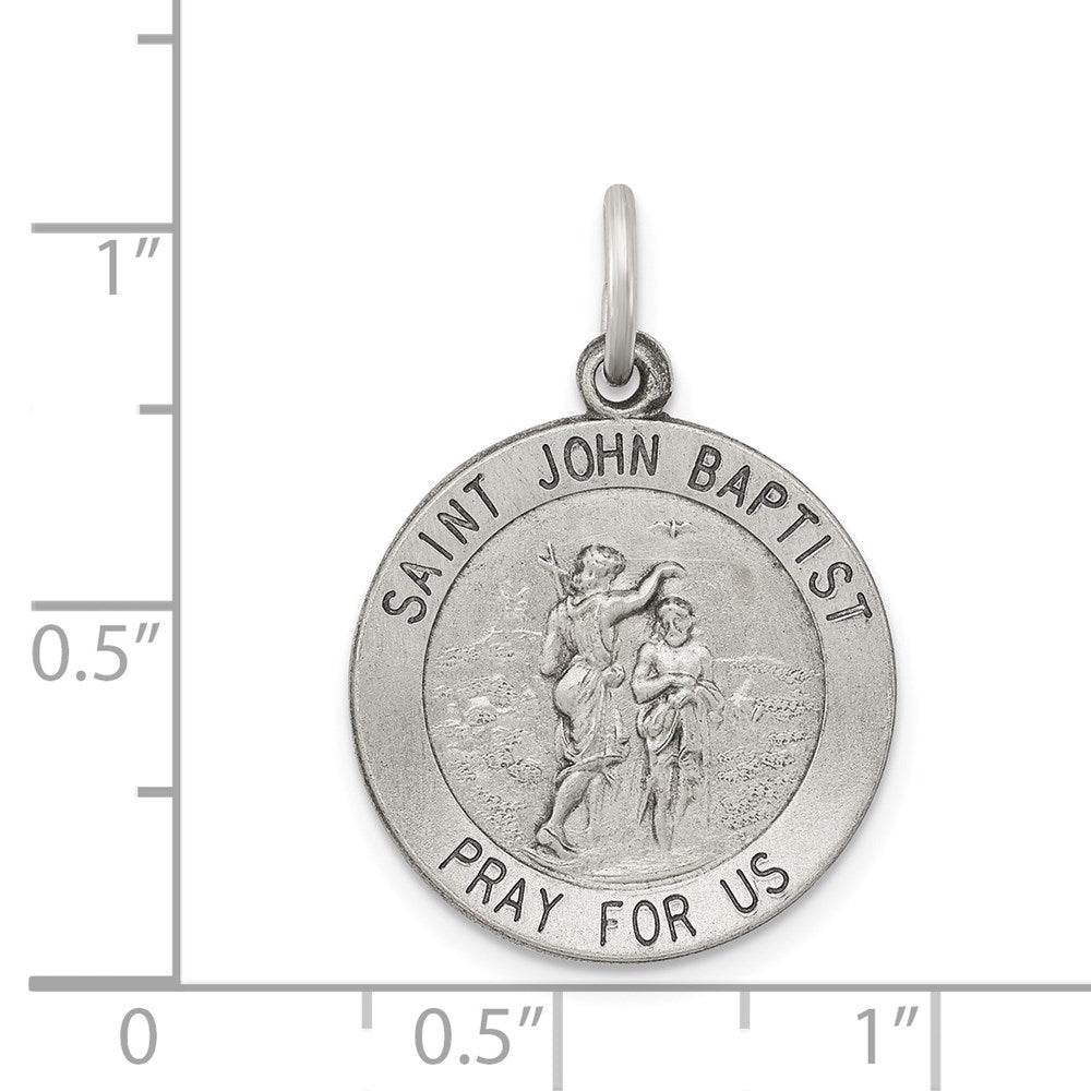 Sterling Silver Antiqued Saint John the Baptist Medal QC5733