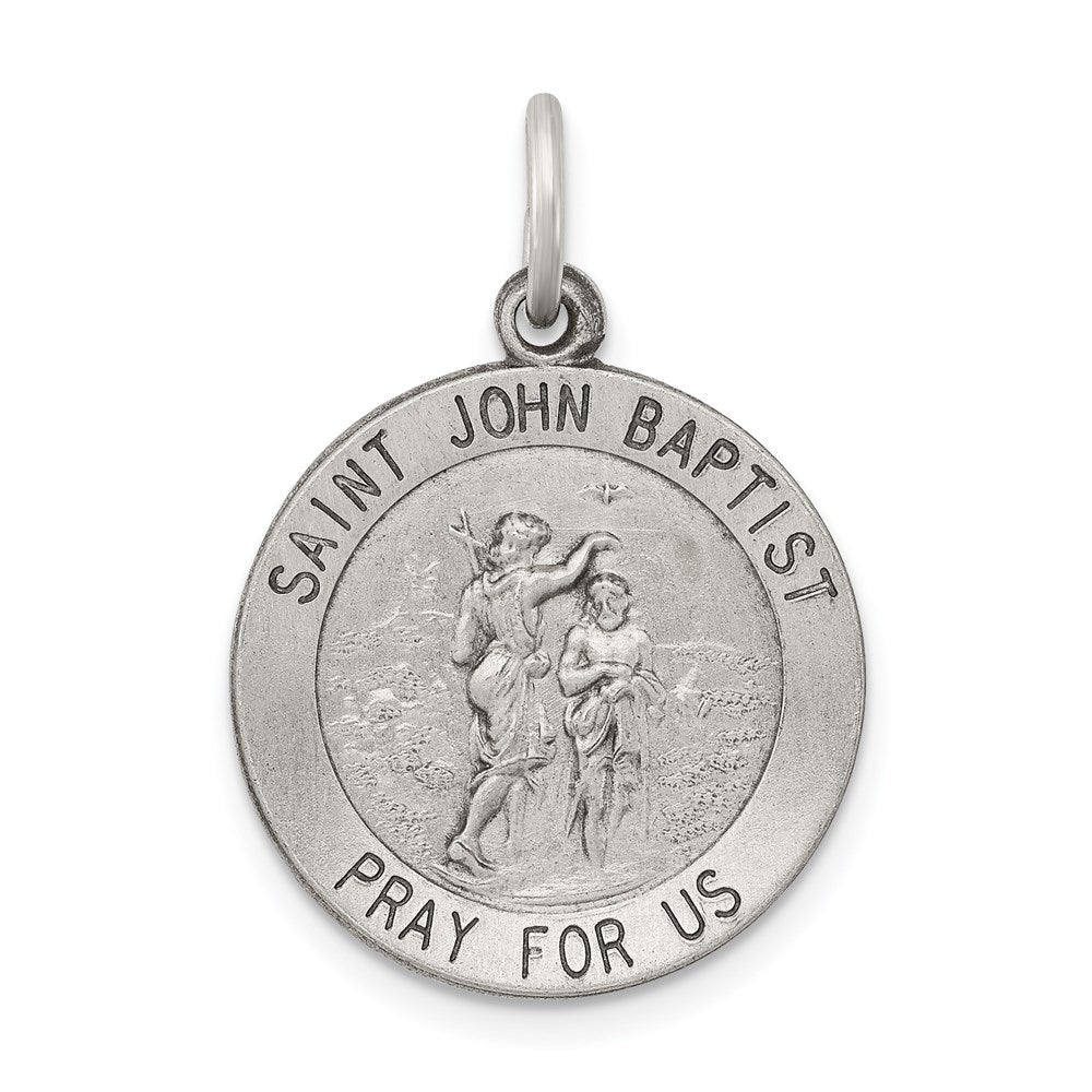 Sterling Silver Antiqued Saint John the Baptist Medal QC5733