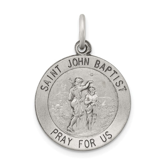 Sterling Silver Antiqued Saint John the Baptist Medal QC5733