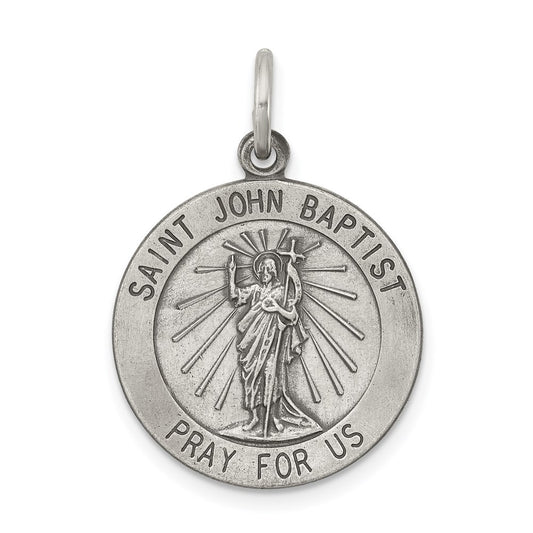 Sterling Silver Antiqued Saint John the Baptist Medal QC5734