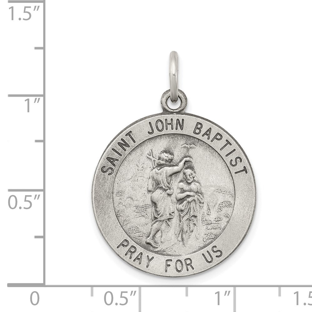 Sterling Silver Antiqued Saint John the Baptist Medal QC5735