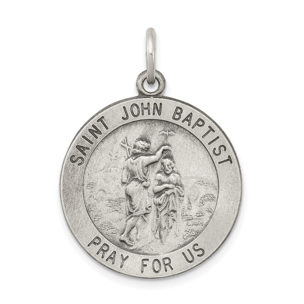 Sterling Silver Antiqued Saint John the Baptist Medal QC5735