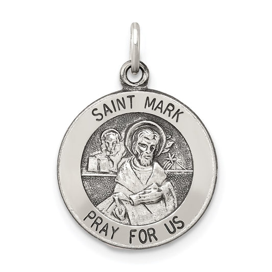 Sterling Silver Antiqued Saint Mark Medal QC5736