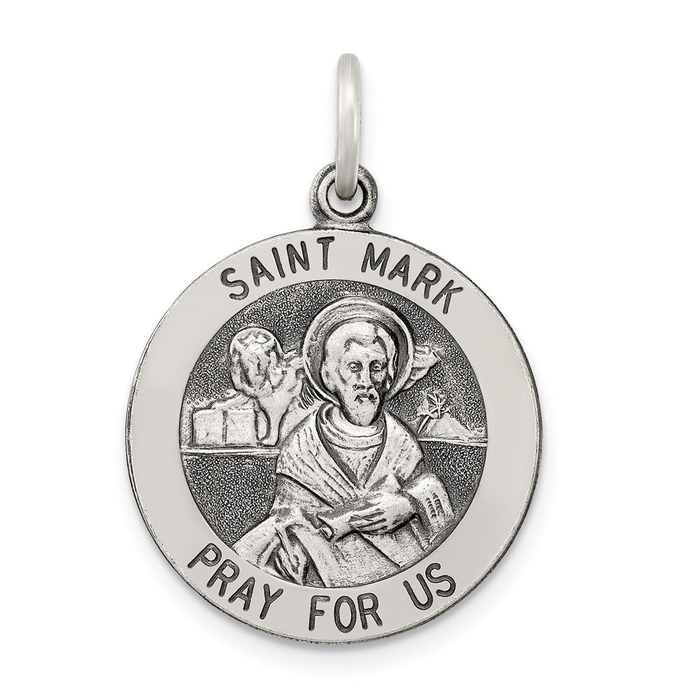 Sterling Silver Antiqued Saint Mark Medal QC5738