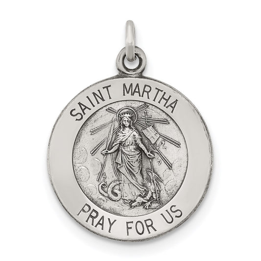 Sterling Silver Antiqued Saint Martha Medal QC5739