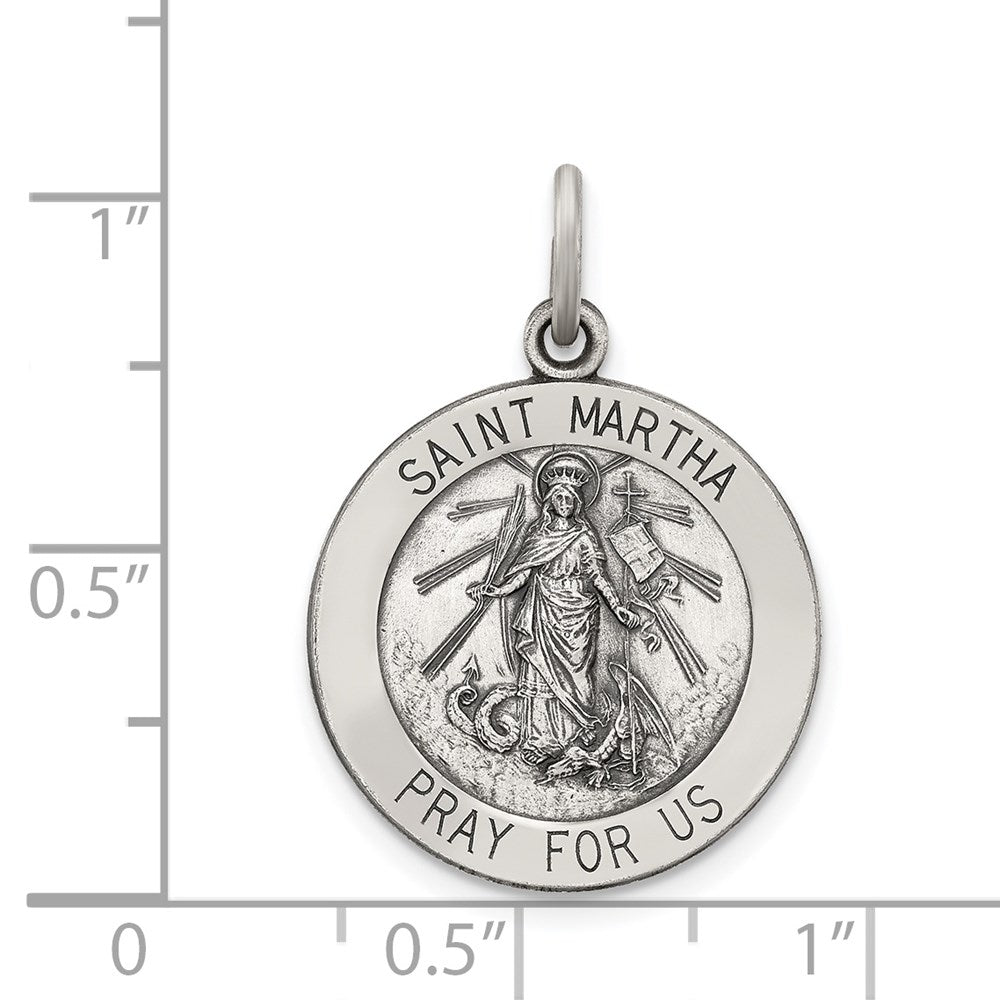 Sterling Silver Antiqued Saint Martha Medal QC5740