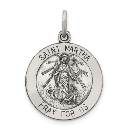 Sterling Silver Antiqued Saint Martha Medal QC5740