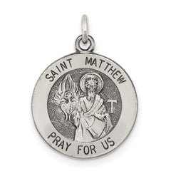 Sterling Silver Antiqued Saint Matthew Medal QC5741