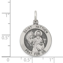 Sterling Silver Antiqued Saint Matthew Medal QC5743