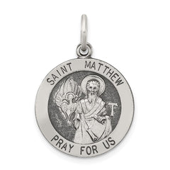 Sterling Silver Antiqued Saint Matthew Medal QC5743