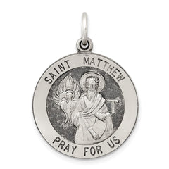 Sterling Silver Antiqued Saint Matthew Medal QC5744